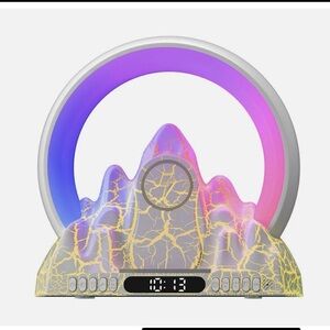 Volcano Sunrise Alarm Clock Wireless Charging Soothing Sound Night Light Speaker